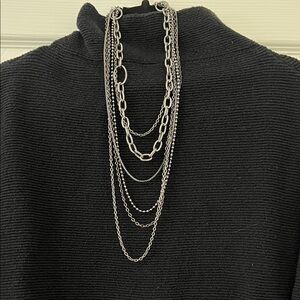 Multi Chain Multi Layer Gunmetal Necklace